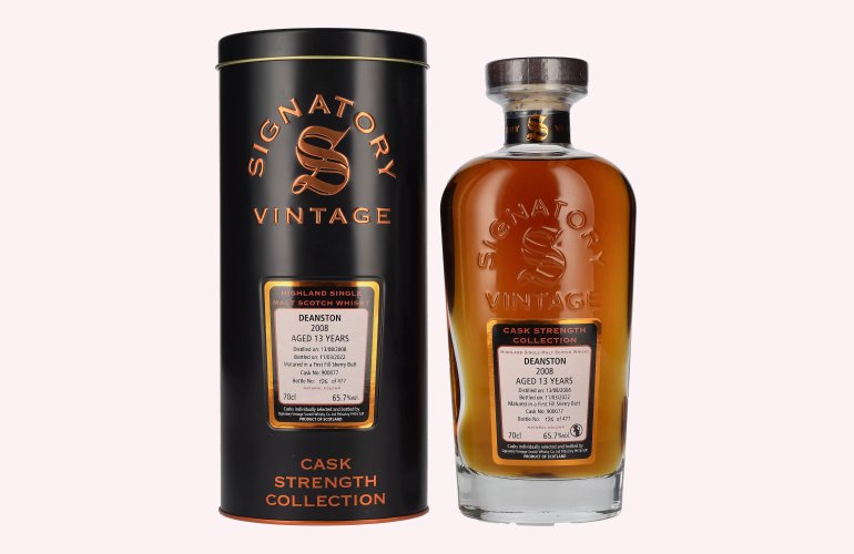 Signatory Vintage DEANSTON 13 Years Old Cask Strength 2008 65,7% Vol. 0,7l in Tinbox