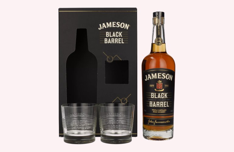 Jameson BLACK BARREL Triple Distilled Irish Whiskey 40% Vol. 0,7l in Geschenkbox mit 2 Gläsern