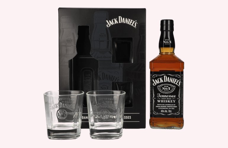 Jack Daniel's Tennessee Whiskey 40% Vol. 0,7l in Geschenkbox mit 2 Rocks Gläsern