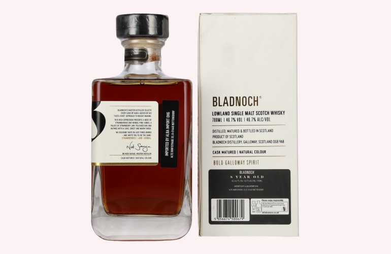 Bladnoch 8 Years Old Lowland Single Malt American Red Wine Cask 46,7% Vol. 0,7l in Geschenkbox