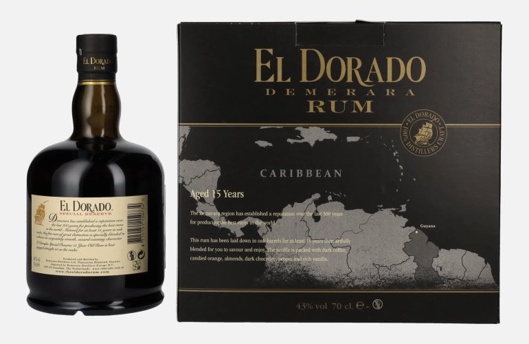 El Dorado 15 Years Old Finest Demerara Rum SPECIAL RESERVE 43% Vol. 0,7l in Giftbox with 2 glasses