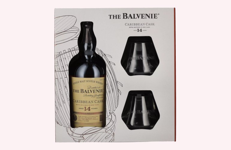 The Balvenie 14 Years Old Caribbean Cask Finish 43% Vol. 0,7l in Giftbox with 2 glasses