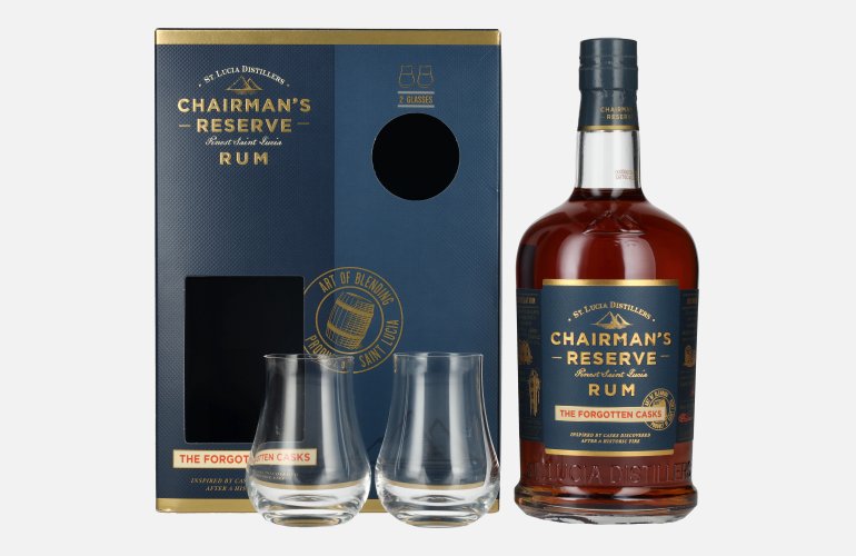 Chairman's Reserve THE FORGOTTEN CASKS Finest St. Lucia Rum 40% Vol. 0,7l in Giftbox with 2 glasses
