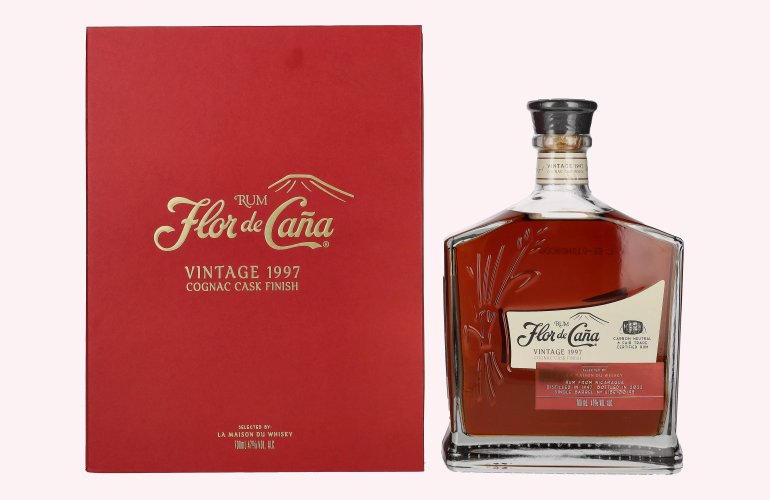 Flor de Caña Rum Cognac Cask Finish Vintage 1997 47% Vol. 0,7l in Giftbox