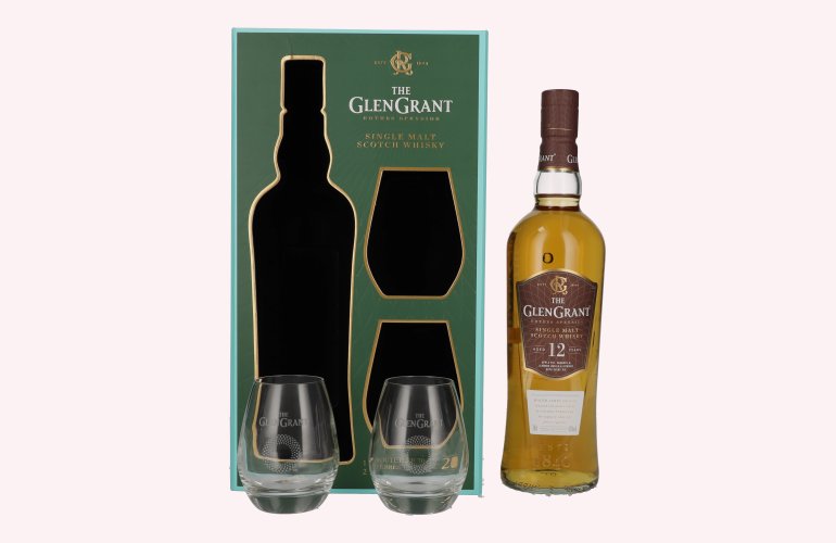 Glen Grant 12 Years Old Single Malt 43% Vol. 0,7l in Geschenkbox mit 2 Gläsern