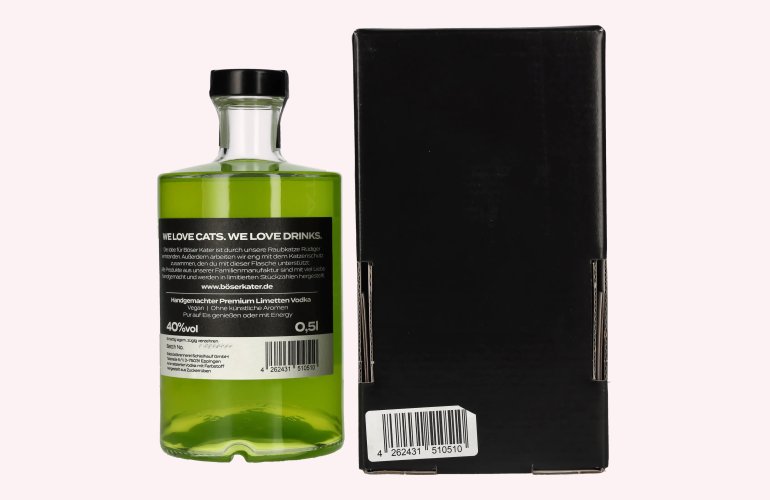 BÖSER KATER Black Light Neon Limetten Vodka 40% Vol. 0,5l in geschenkverpakking