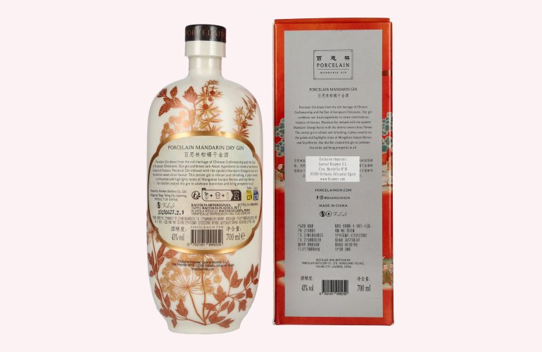 Porcelain Shanghai MANDARIN Dry Gin 43% Vol. 0,7l in geschenkverpakking