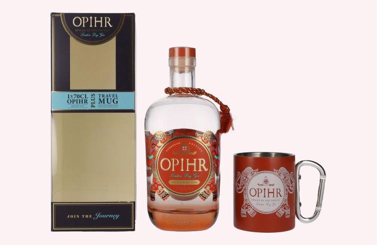 Opihr London Dry Gin EUROPEAN EDITION 43% Vol. 0,7l in Geschenkbox mit Travel Mug