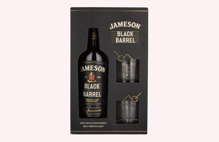 Jameson BLACK BARREL Triple Distilled Irish Whiskey 40% Vol. 0,7l in Geschenkbox mit 2 Gläsern