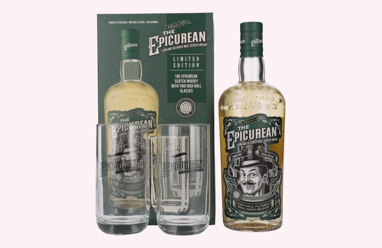 Douglas Laing THE EPICUREAN Lowland Blended Malt On-Pack 46,2% Vol. 0,7l in Geschenkbox mit 2 Gläsern