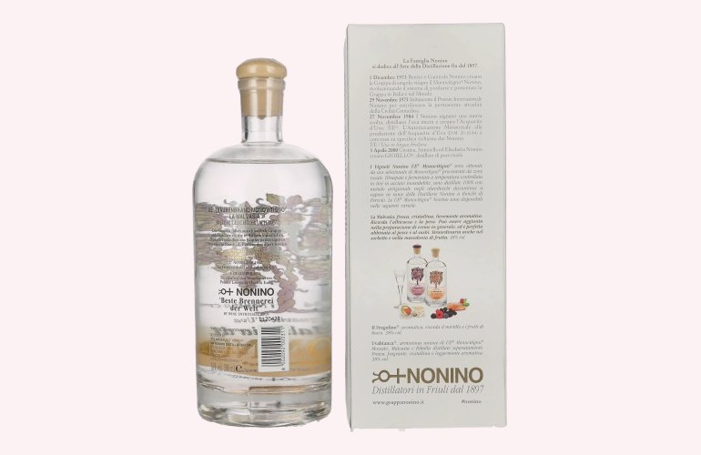 Nonino Grappa ÙE Monovitigno la Malvasia 38% Vol. 0,5l in geschenkverpakking
