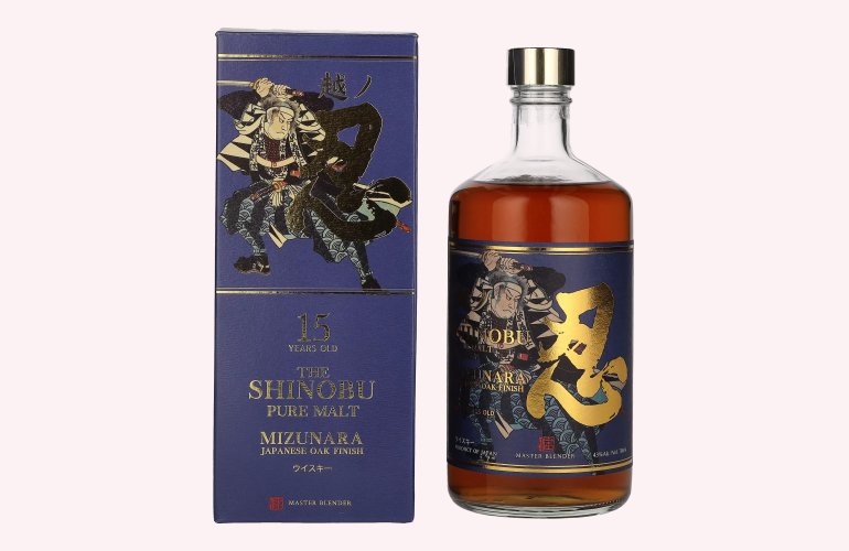 The Shinobu Pure Malt 15 Years Old Whisky MIZUNARA Japanese Oak Finish 43% Vol. 0,7l in Giftbox