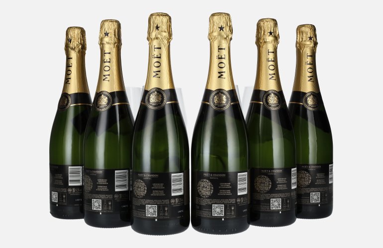 Moët & Chandon Champagne IMPÉRIAL Brut 12,5% Vol. 6x0,75l in Giftbox with 6 glasses
