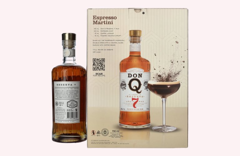 Don Q RESERVA Añejo 7 Años Puerto Rican Rum 40% Vol. 0,7l en boîte cadeau avec 2 Verres