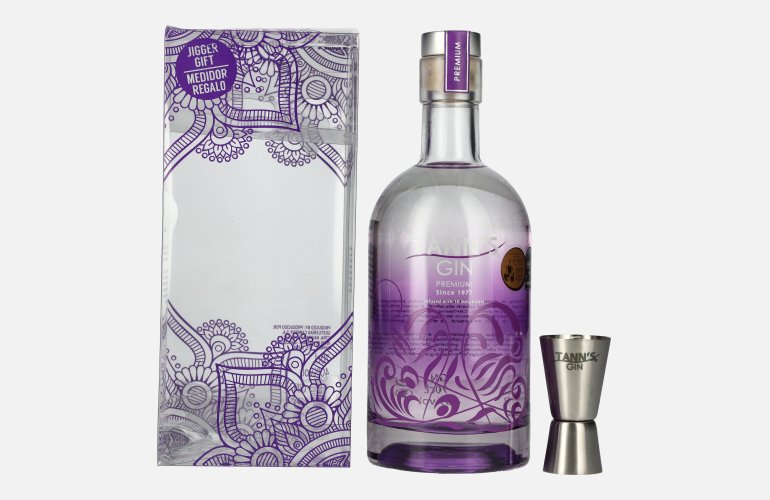 Tann's Premium Gin 40% Vol. 0,7l in geschenkverpakking met Messbecher