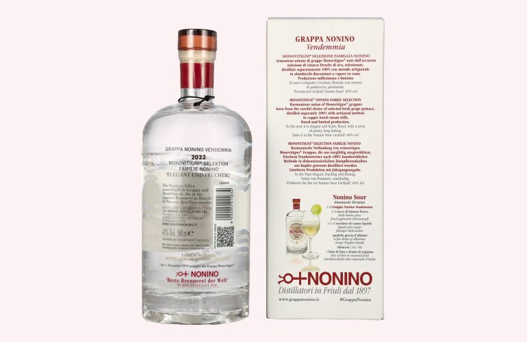 Nonino Grappa Monovitigni Vendemmia 40% Vol. 0,5l in Giftbox