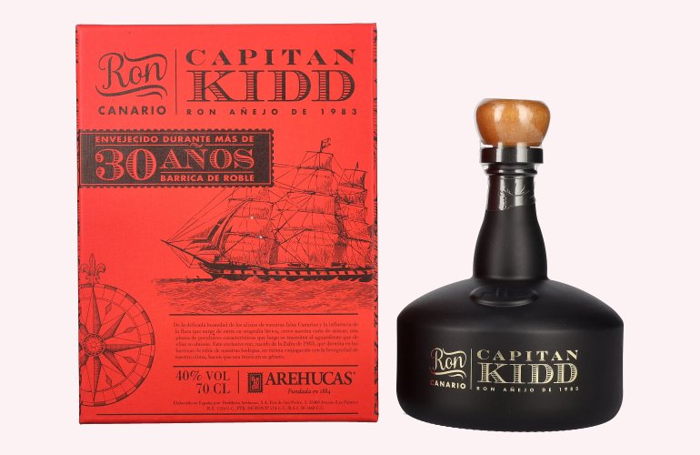 Arehucas CAPITAN KIDD 30 Años Ron Canario 40% Vol. 0,7l in Giftbox