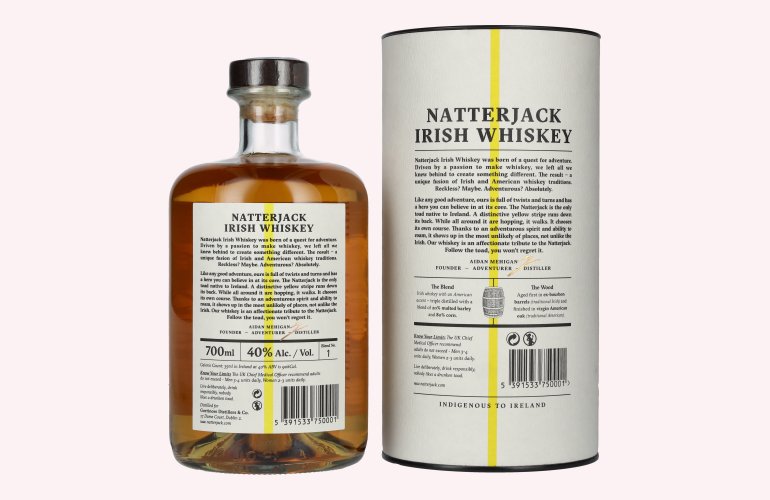 Natterjack Irish Whiskey 40% Vol. 0,7l in geschenkverpakking