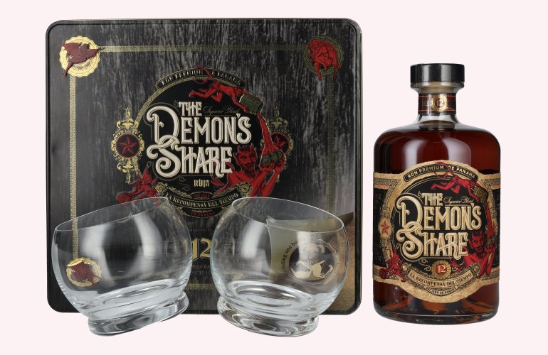 The Demon's Share Superior Blend Rum 12 Years Old 41% Vol. 0,7l in Tinbox mit 2 Gläser