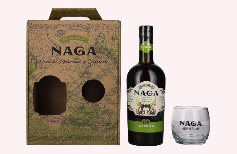 Naga JAVA RESERVE Double Cask Aged 40% Vol. 0,7l in Giftbox with glass