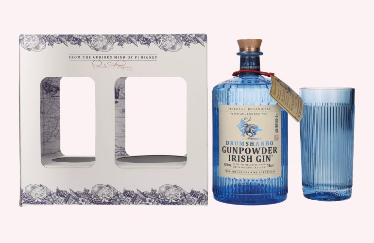 Drumshanbo Gunpowder Irish Gin 43% Vol. 0,7l in Geschenkbox mit Glas