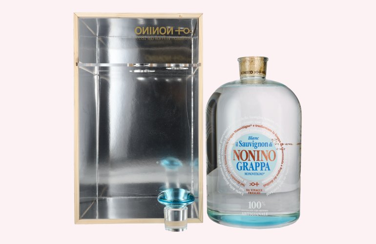 Nonino Grappa Monovitigno il Sauvignon di Blanc 41% Vol. 6,3l in Holzkiste mit Dosierpumpe