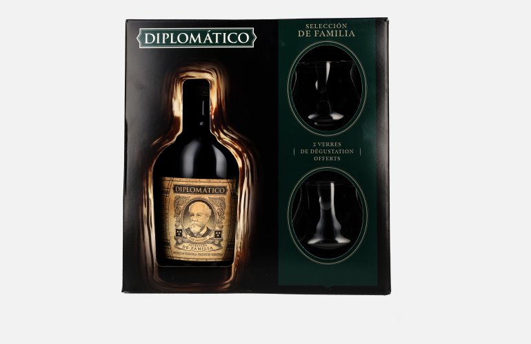 Diplomático SELECCIÓN DE FAMILIA Rum 43% Vol. 0,7l in Geschenkbox mit 2 Gläsern