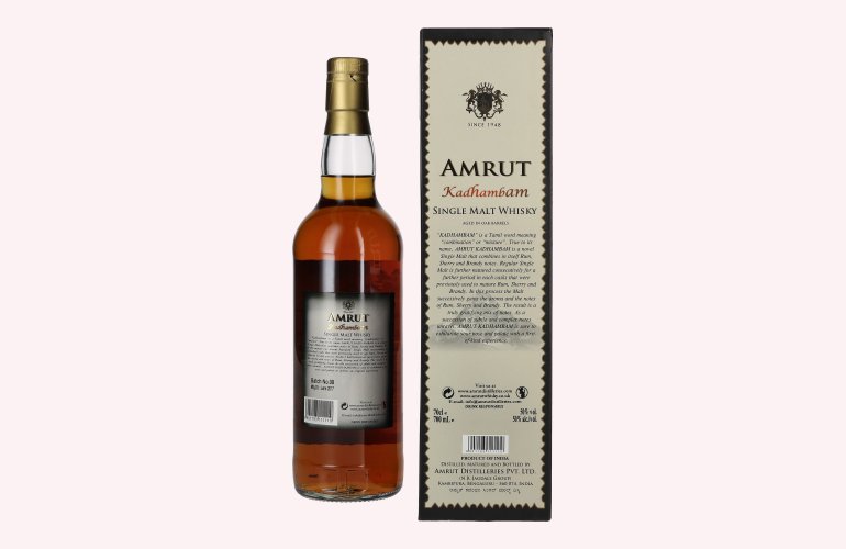 Amrut KADHAMBAM Single Malt Whisky 50% Vol. 0,7l en boîte cadeau