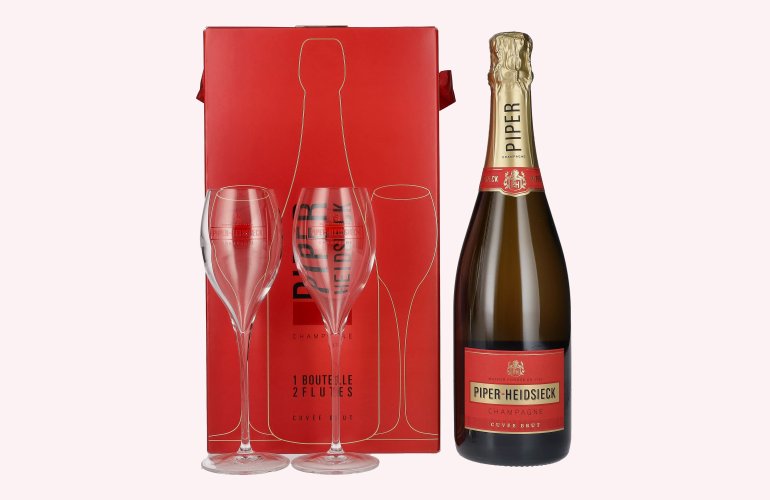 Piper-Heidsieck Champagne CUVÉE BRUT 12% Vol. 0,75l in Geschenkbox mit 2 Gläsern