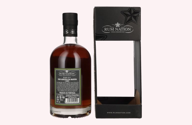 Rum Nation 3 Anos Ilha da Madeira Rum Agricole da Madeira Limited Edition 2019 42% Vol. 0,7l in geschenkverpakking