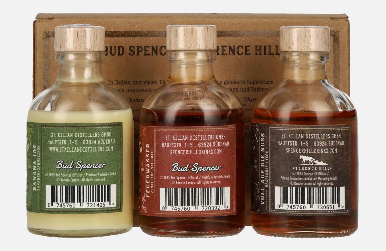 Bud Spencer & Terence Hill Miniset Likör 25% Vol. 3x0,05l in Geschenkbox