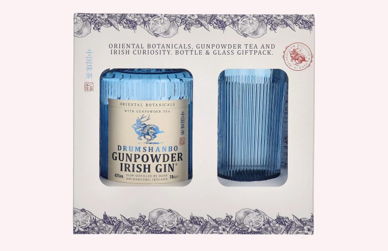 Drumshanbo Gunpowder Irish Gin 43% Vol. 0,7l in Geschenkbox mit Glas
