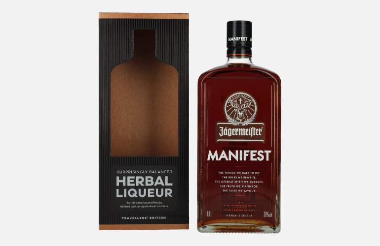 Jägermeister MANIFEST TRAVELLERS' EDITION Kräuterlikör 38% Vol. 1l in geschenkverpakking