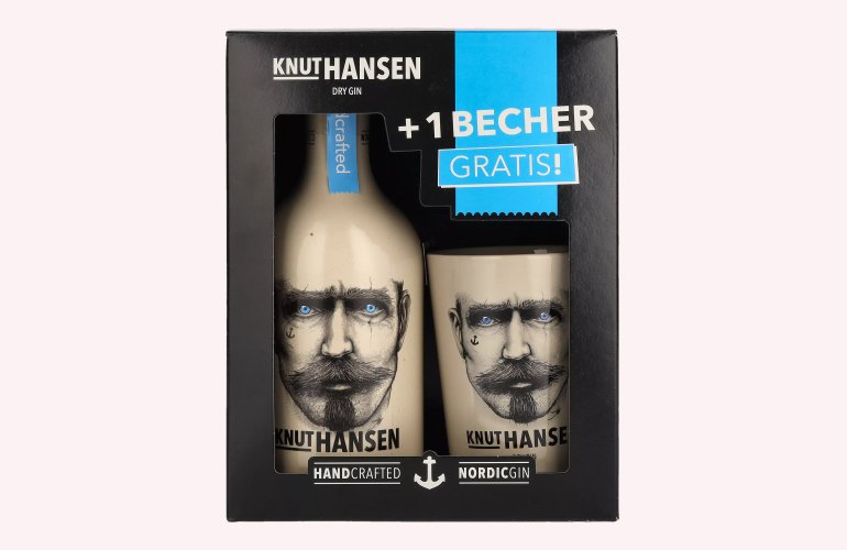 Knut Hansen Dry Gin 42% Vol. 0,5l in Giftbox with Keramiktasse