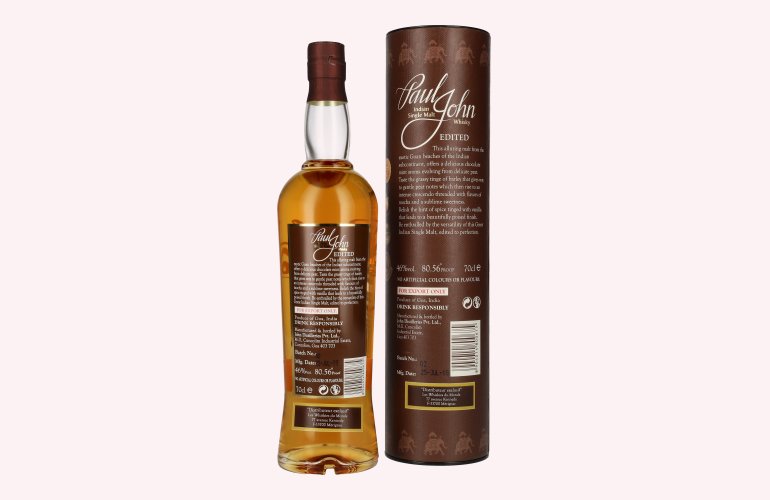 Paul John EDITED Indian Single Malt Whisky 46% Vol. 0,7l en boîte cadeau