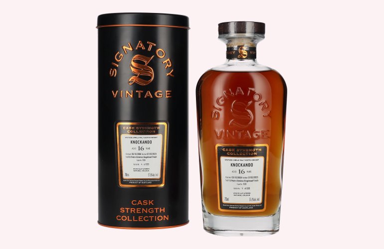KNOCKANDO 16 Years Old 1st Fill PX Hogshead Cask Strength #103 2008 51,6% Vol. 0,7l in Tinbox