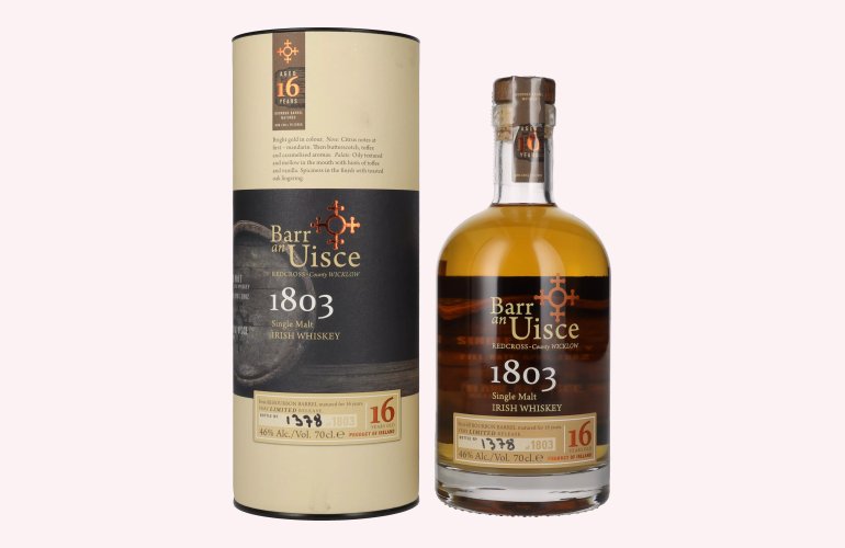 Barr an Uisce 1803 16 Years Old Single Malt Irish Whiskey 46% Vol. 0,7l in Geschenkbox