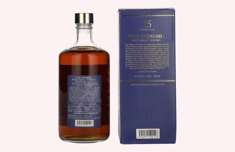 The Shinobu Pure Malt 15 Years Old Whisky MIZUNARA Japanese Oak Finish 43% Vol. 0,7l in Geschenkbox