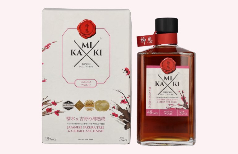 KAMIKI Blended Malt Whisky SAKURA & CEDAR Cask Finish 48% Vol. 0,5l in Giftbox