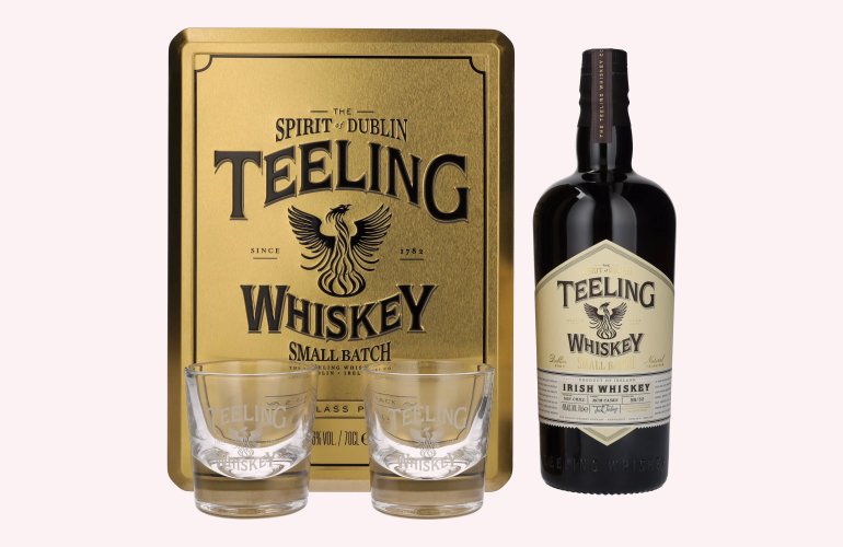 Teeling Whiskey SMALL BATCH Irish Whiskey Rum Cask 46% Vol. 0,7l in Tinbox mit 2 Gläsern