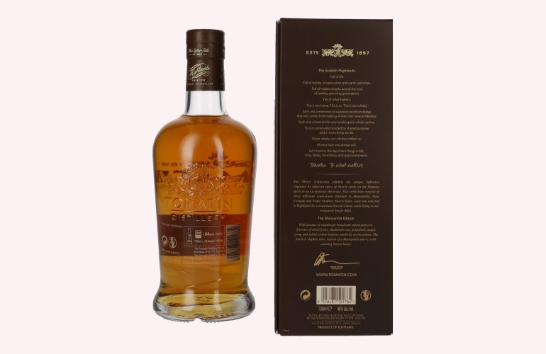 Tomatin 10 Years Old SHERRY COLLECTION Manzanilla Sherry Butts Limited Edition 2014 46% Vol. 0,7l in geschenkverpakking
