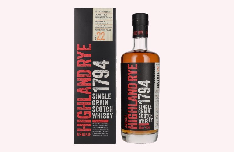 Arbikie HIGHLAND RYE 1794 Single Grain Scotch Whisky Batch 22 48% Vol. 0,7l in Geschenkbox