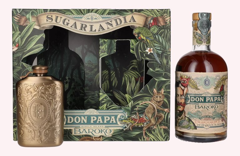 Don Papa BAROKO 40% Vol. 0,7l in Geschenkbox mit Hip Flask