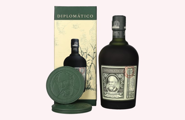 Diplomático RESERVA EXCLUSIVA Ron Antiguo 40% Vol. 0,7l in geschenkverpakking met Untersetzern