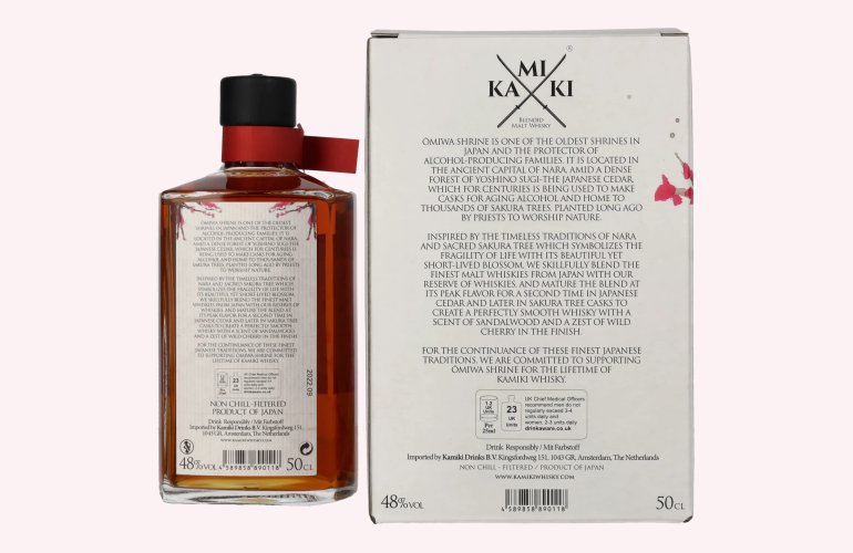 KAMIKI Blended Malt Whisky SAKURA & CEDAR Cask Finish 48% Vol. 0,5l in Geschenkbox