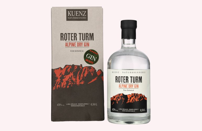 Roter Turm Alpine Dry Gin Pure Botanical 43% Vol. 0,5l in Geschenkbox