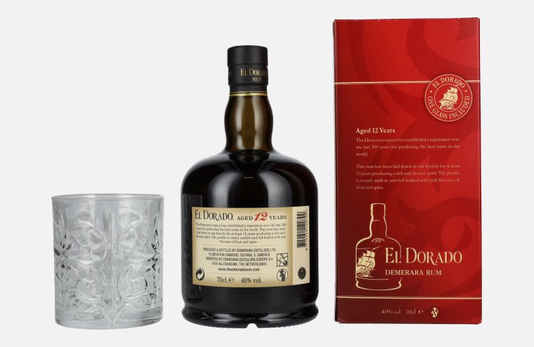 El Dorado 12 Years Old Finest Demerara Rum 40% Vol. 0,7l in Geschenkbox mit Tumbler