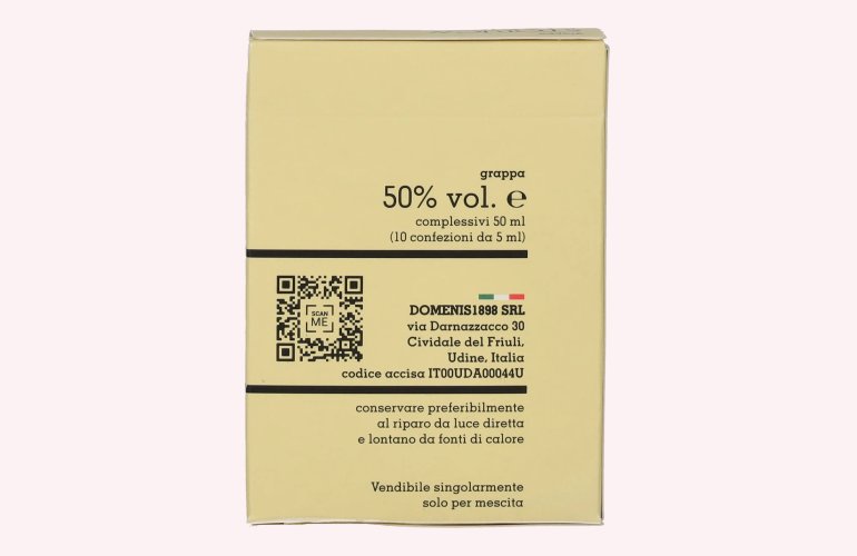 Domenis 1898 STORICA BIANCA Grappa 50% Vol. 10x0,005l in geschenkverpakking