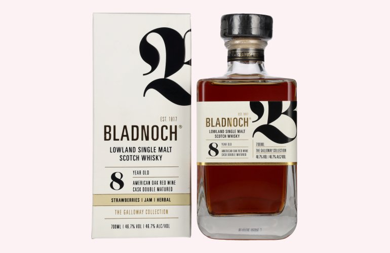 Bladnoch 8 Years Old Lowland Single Malt American Red Wine Cask 46,7% Vol. 0,7l en boîte cadeau