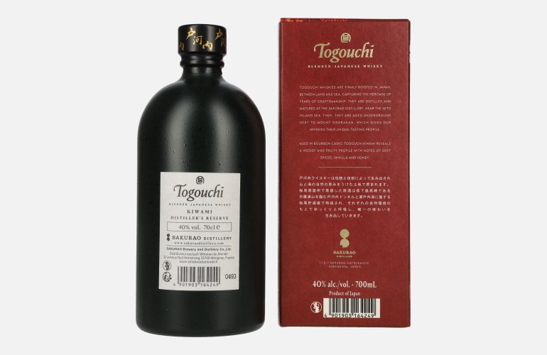 Togouchi KIWAMI Distiller's Reserve Japanese Blended Whisky 40% Vol. 0,7l in geschenkverpakking